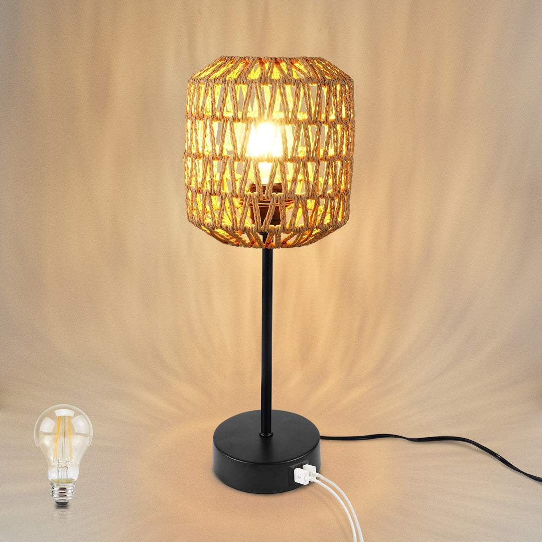 Lampe de table Boho Chic à intensité variable avec port USB 5