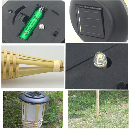 Lampes de jardin à énergie solaire en design bambou 4