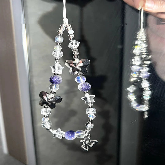 Lanière Femme Décorative avec Breloques Papillon et Perles Colorées 1