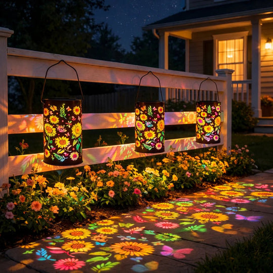 Lanterne Solaire Extérieur Décorative pour Jardin avec Projection de Lumière 1