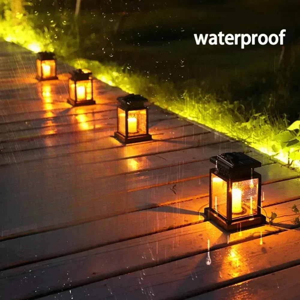Lanterne Solaire Extérieur Suspendue Effet Bougie LED pour Jardin et Terrasse 4