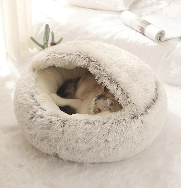 Lit Pour Chat Douillet Avec Coussin Confortable et Design Semi-Fermé 1