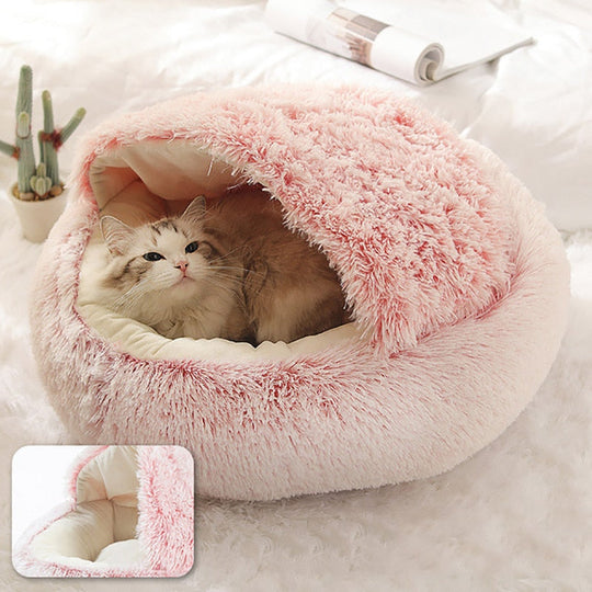 Lit Pour Chat Douillet Avec Coussin Confortable et Design Semi-Fermé 6