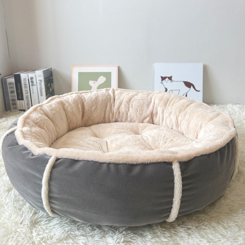 Lit Rond Pour Chien Confortable Avec Bords Renforcés 0