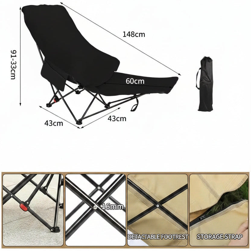 Lit de Camping Pliable Confortable Réglable pour Adultes 0