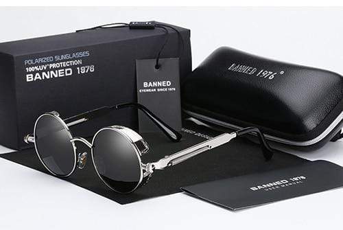 Lunette de Soleil Homme Rétro Steampunk avec Verres Polarisés HD 2
