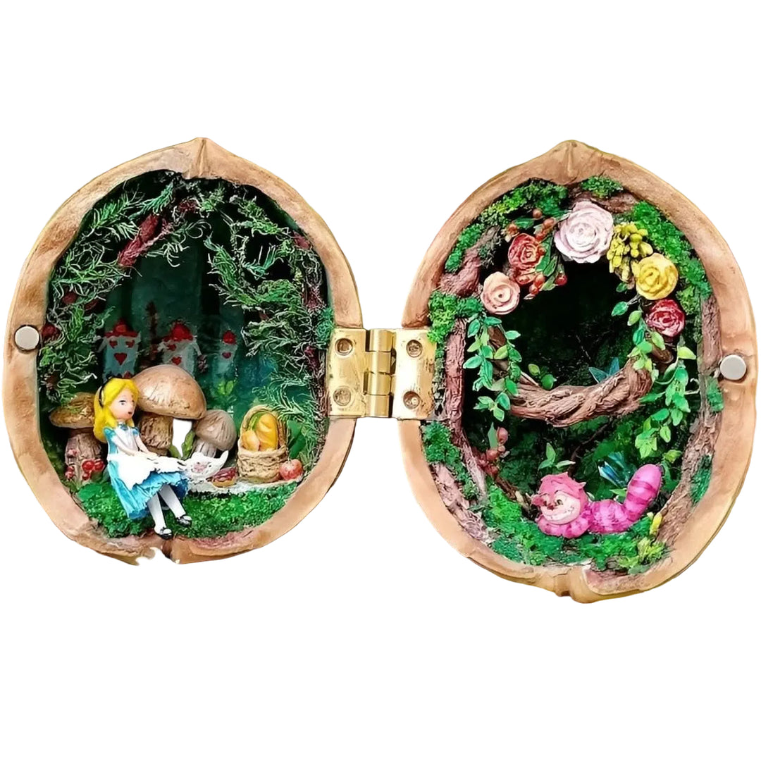 Maison de Poupée Miniature Éclairée en Coquille de Noix 0