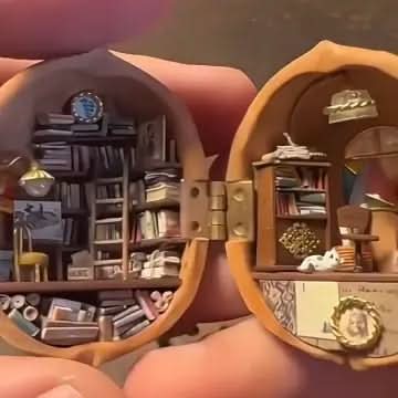 Maison de Poupée Miniature Éclairée en Coquille de Noix 6