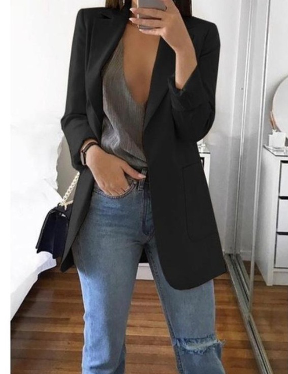 Manteau Blazer Long Chic Femme Polyvalent 4