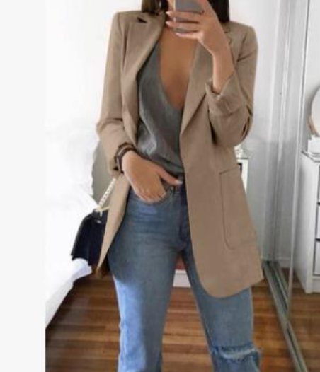 Manteau Blazer Long Chic Femme Polyvalent 5