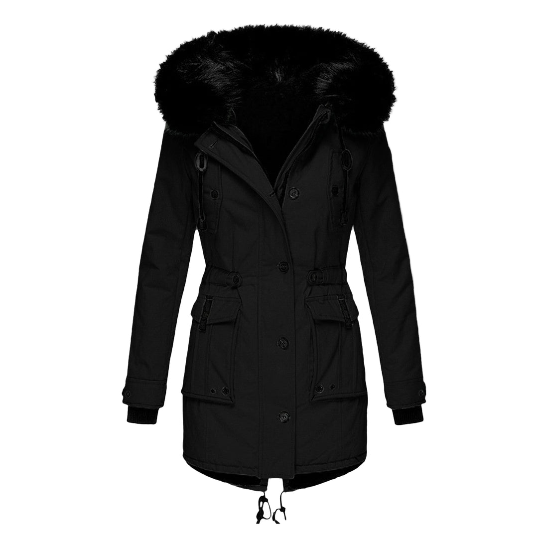 Manteau Femme Mi-Long avec Capuche en Fourrure Synthétique 0