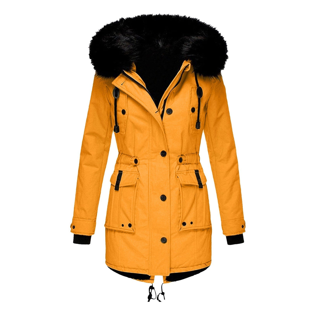 Manteau Femme Mi-Long avec Capuche en Fourrure Synthétique 1