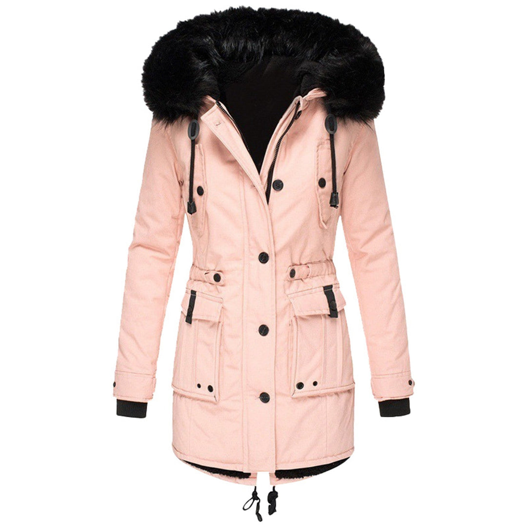 Manteau Femme Mi-Long avec Capuche en Fourrure Synthétique 3