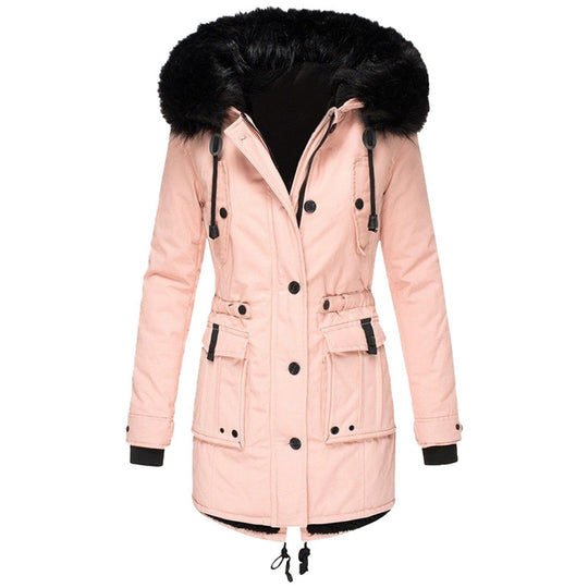 Manteau Femme Mi-Long avec Capuche en Fourrure Synthétique 3