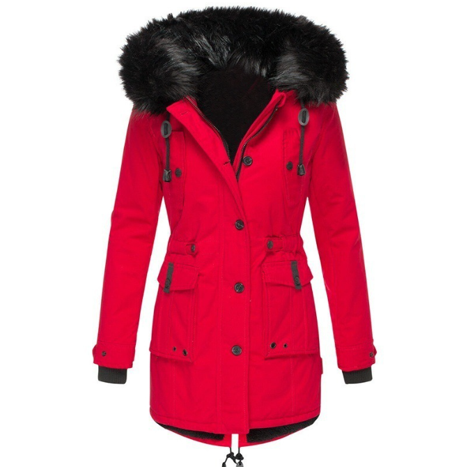Manteau Femme Mi-Long avec Capuche en Fourrure Synthétique 4