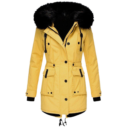 Manteau Femme Mi-Long avec Capuche en Fourrure Synthétique 5
