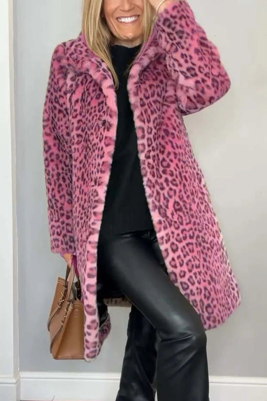 Manteau Femme en Fourrure Synthétique à Imprimé Léopard 10