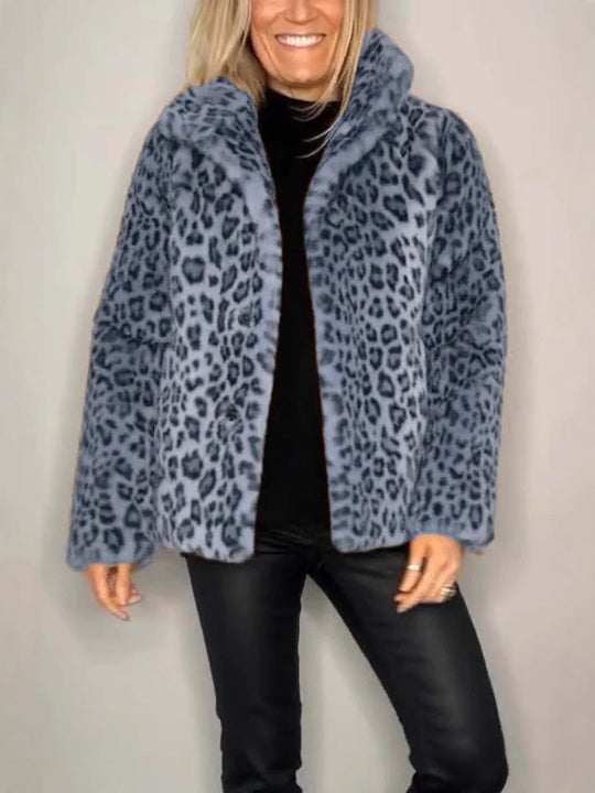Manteau Femme en Fourrure Synthétique à Imprimé Léopard 5