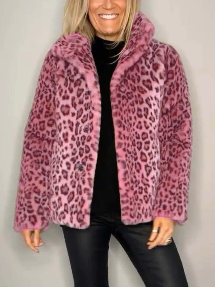 Manteau Femme en Fourrure Synthétique à Imprimé Léopard 6