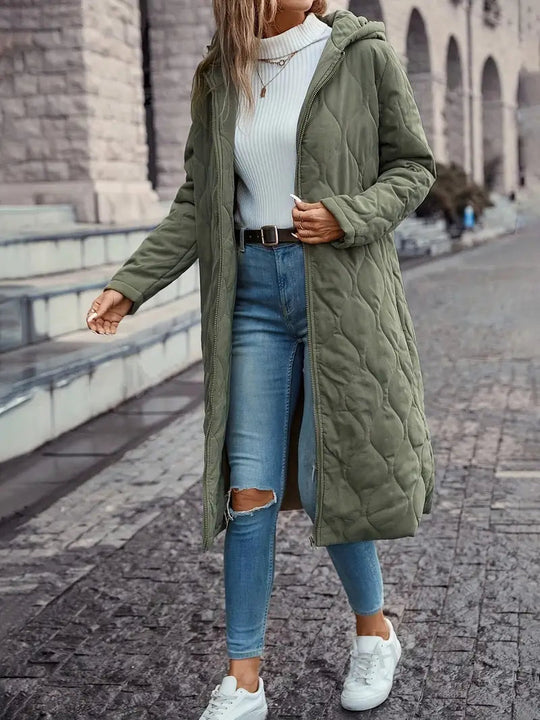 Manteau Hiver Femme Long Matelassé Avec Capuche pour Un Confort Optimal 1
