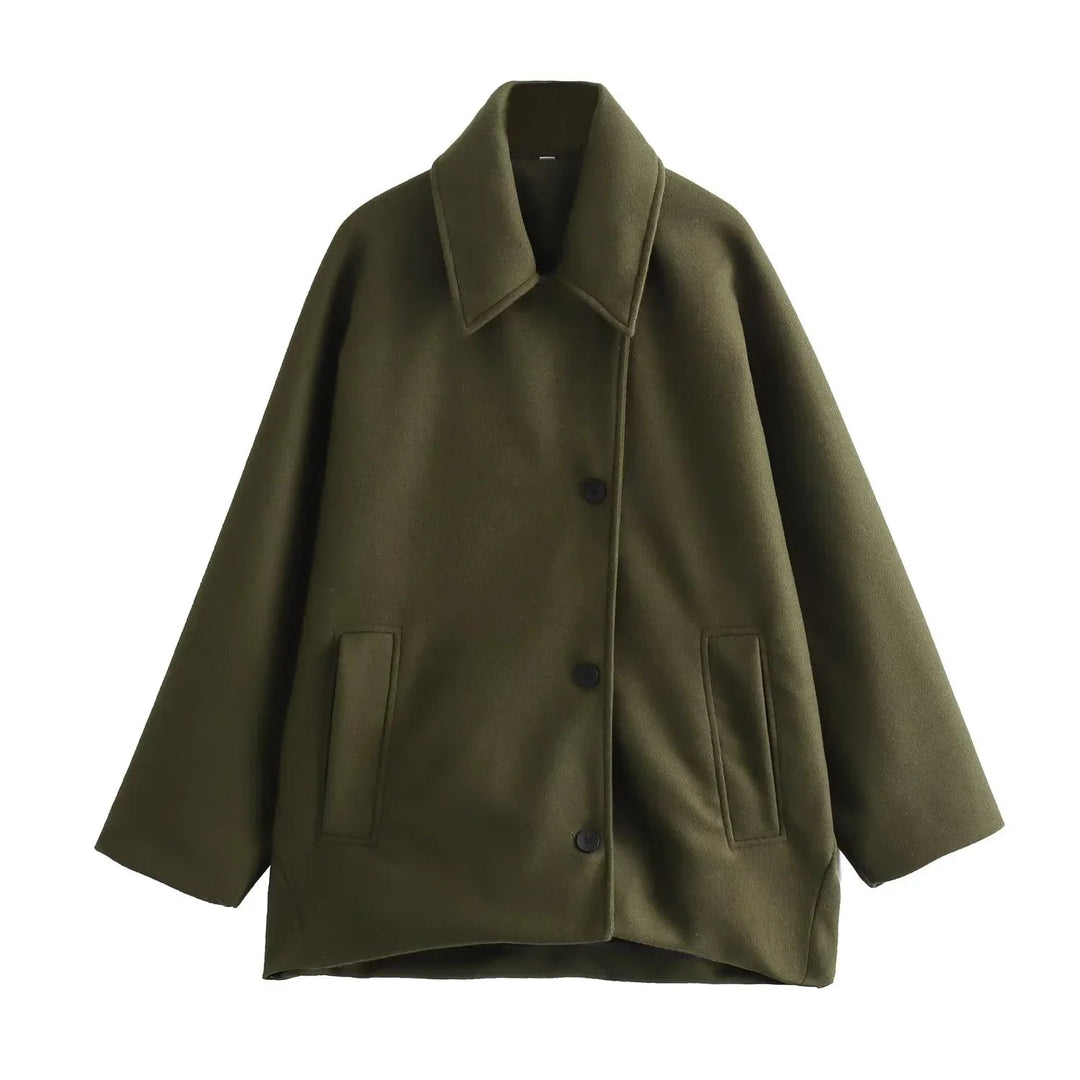 Manteau Hiver Femme Oversize à Manches Longues avec Devant à Boutons 0