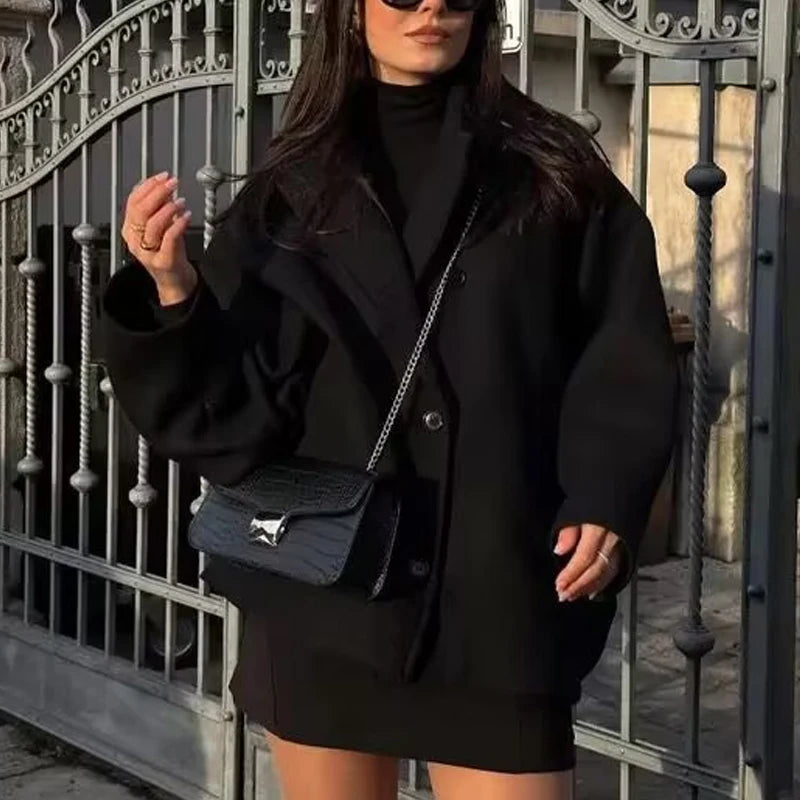 Manteau Hiver Femme Oversize à Manches Longues avec Devant à Boutons 4