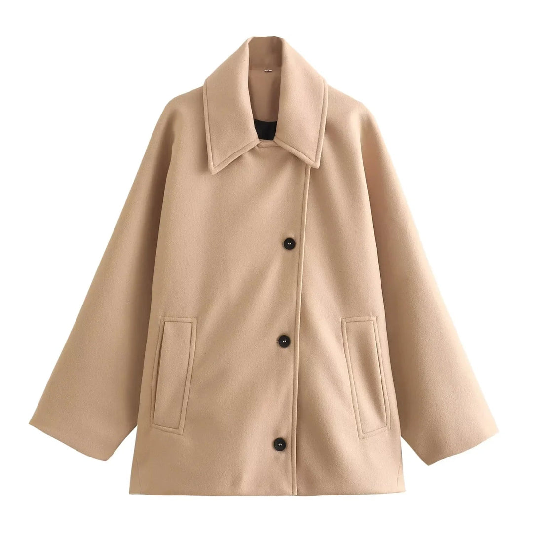 Manteau Hiver Femme Oversize à Manches Longues avec Devant à Boutons 6