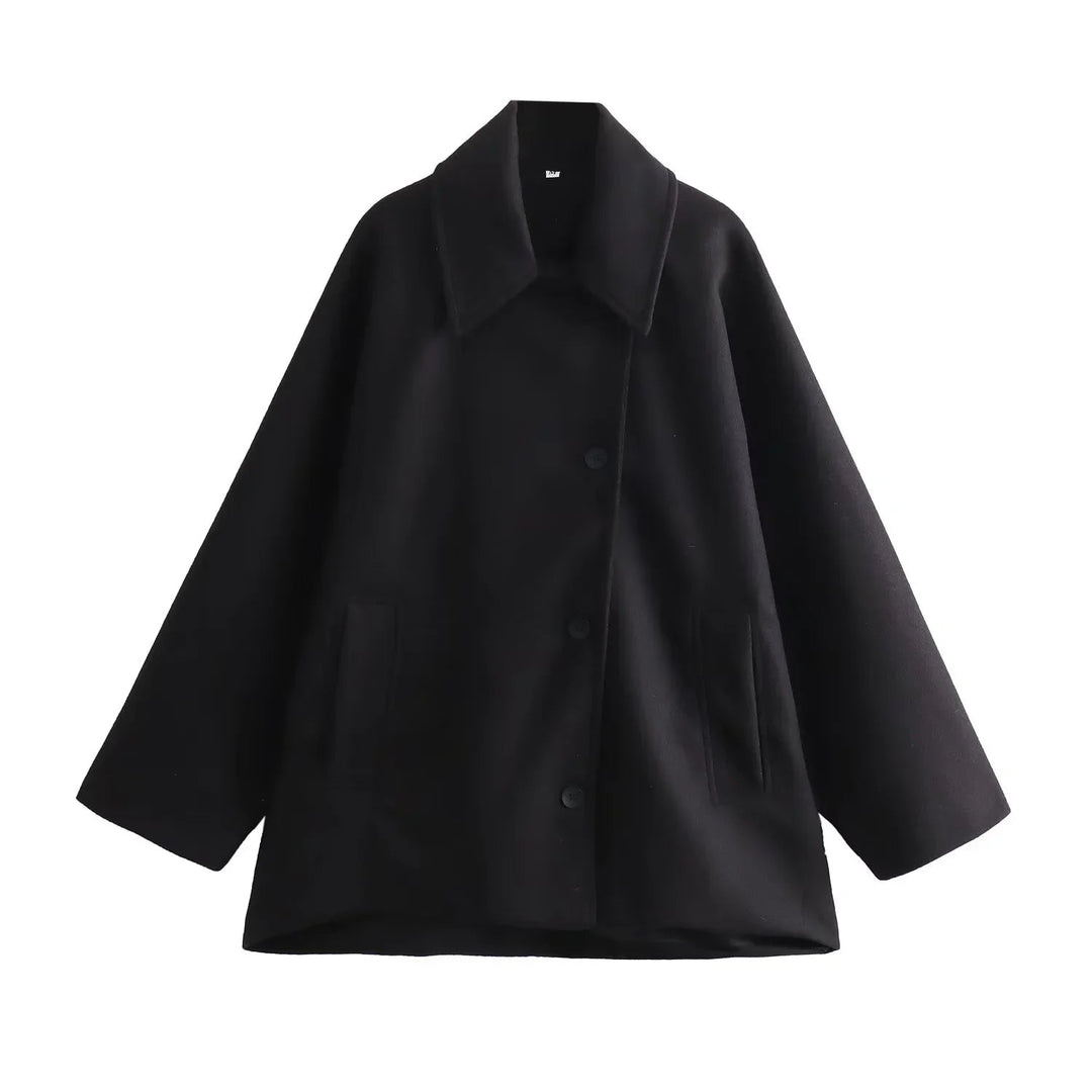 Manteau Hiver Femme Oversize à Manches Longues avec Devant à Boutons 7
