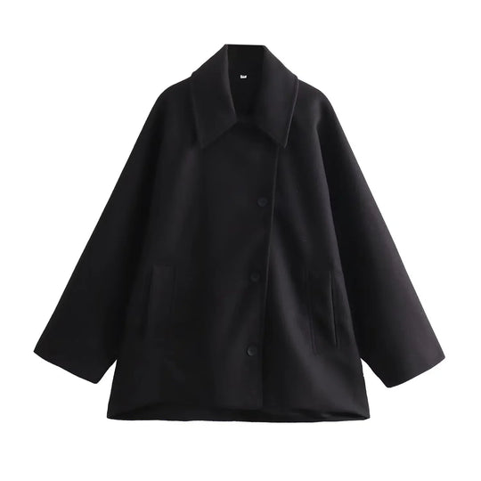 Manteau Hiver Femme Oversize à Manches Longues avec Devant à Boutons 7