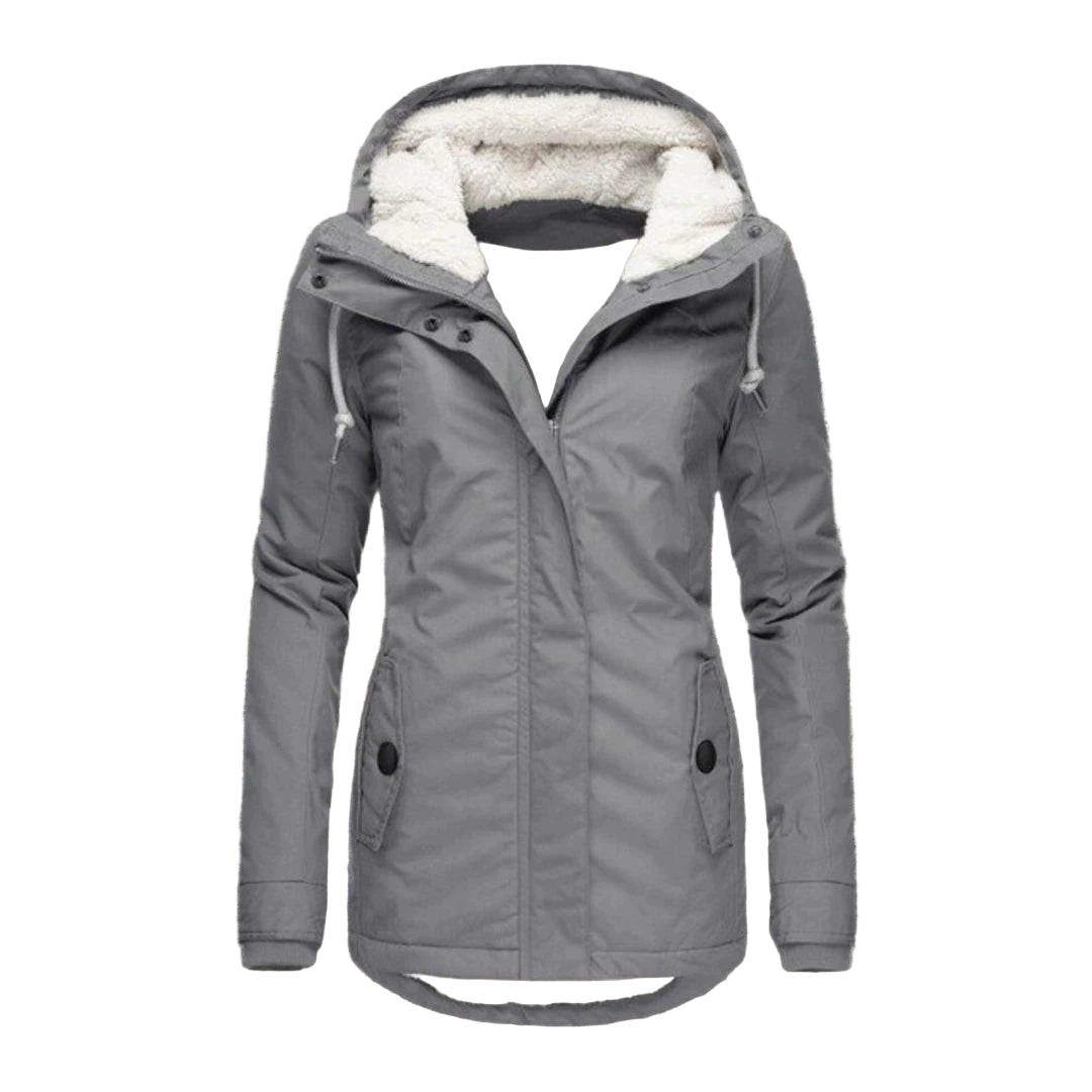 Manteau Hiver Femme Plissé Long avec Capuche et Poches 0