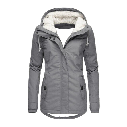 Manteau Hiver Femme Plissé Long avec Capuche et Poches 0