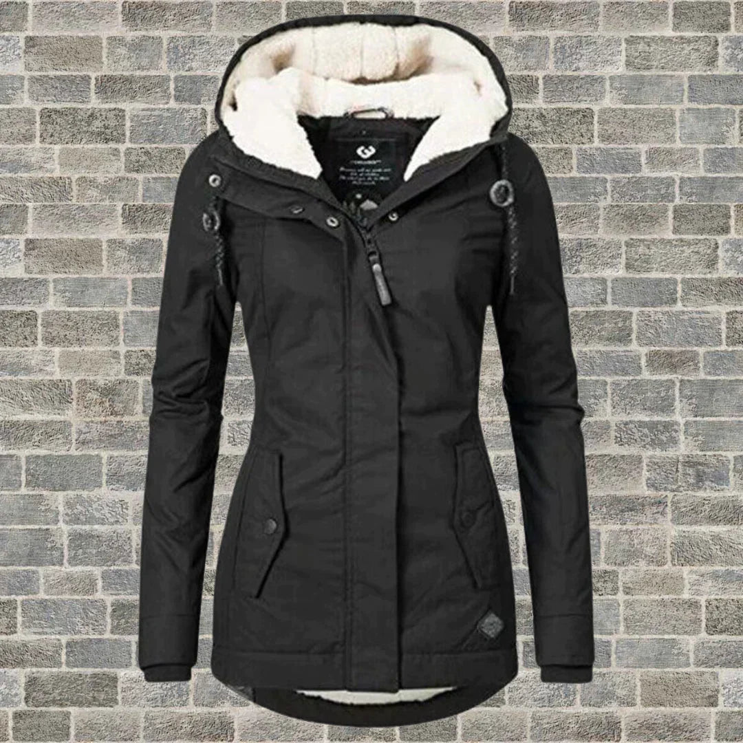 Manteau Hiver Femme Plissé Long avec Capuche et Poches 1