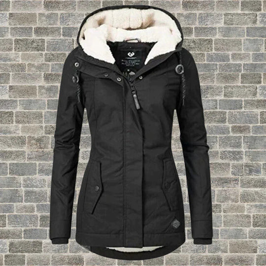 Manteau Hiver Femme Plissé Long avec Capuche et Poches 1
