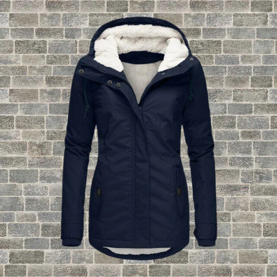 Manteau Hiver Femme Plissé Long avec Capuche et Poches 2