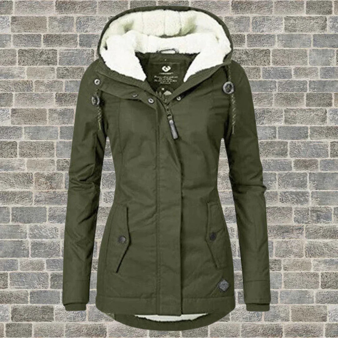 Manteau Hiver Femme Plissé Long avec Capuche et Poches 3