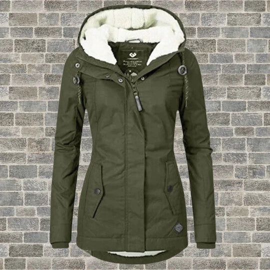 Manteau Hiver Femme Plissé Long avec Capuche et Poches 3