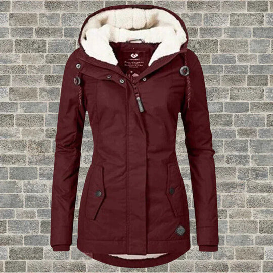 Manteau Hiver Femme Plissé Long avec Capuche et Poches 4