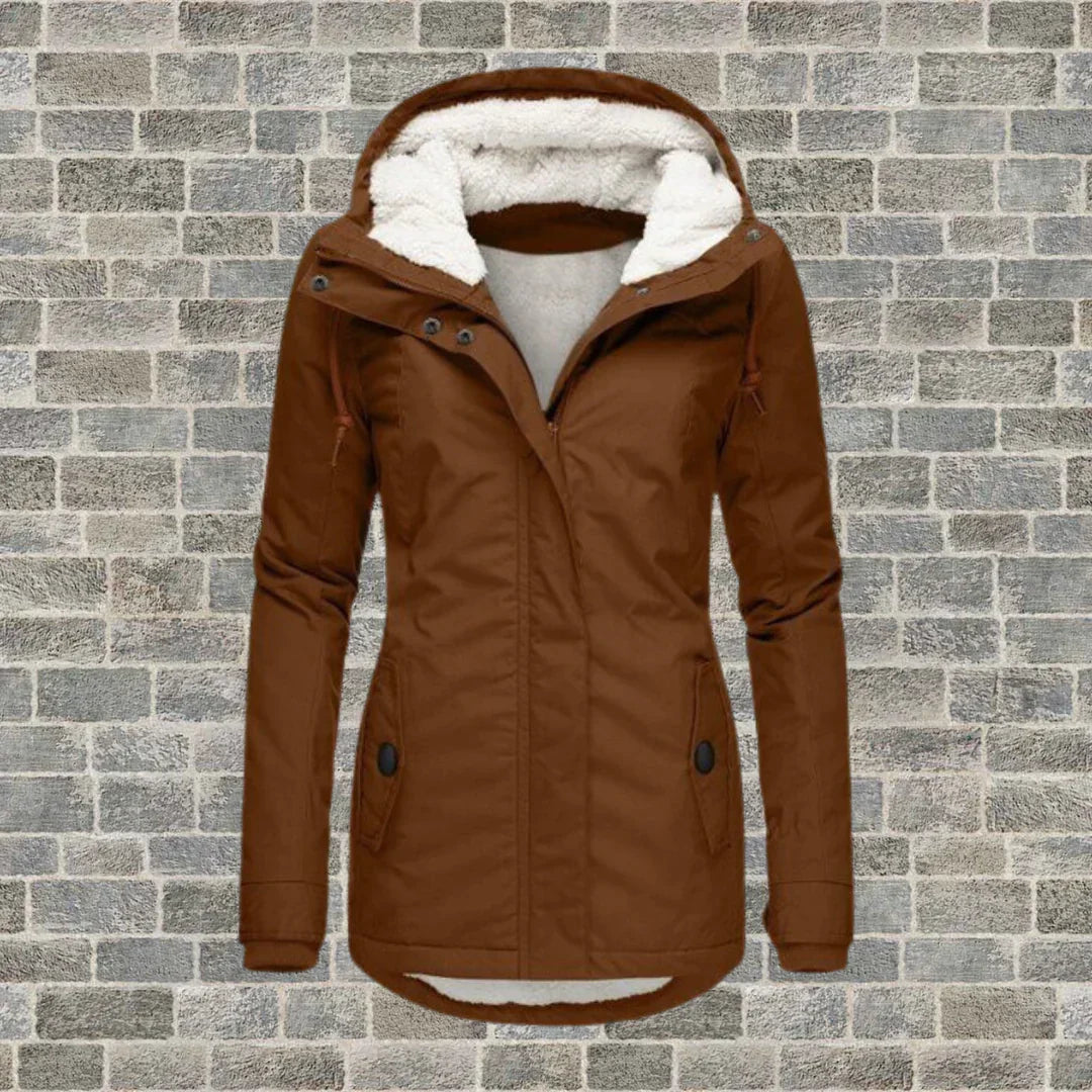 Manteau Hiver Femme Plissé Long avec Capuche et Poches 5