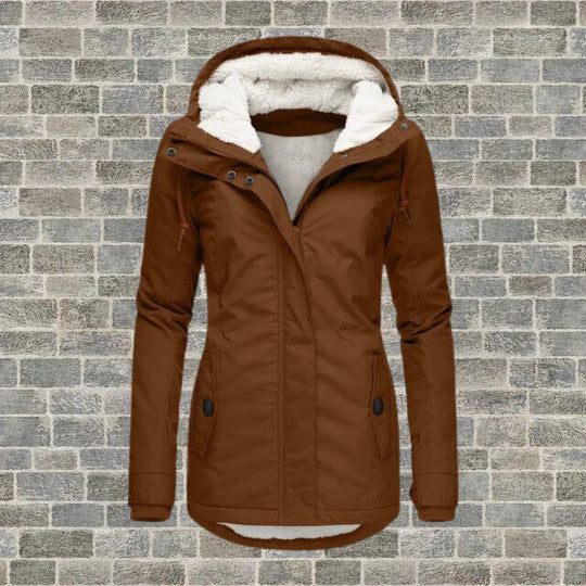Manteau Hiver Femme Plissé Long avec Capuche et Poches 5