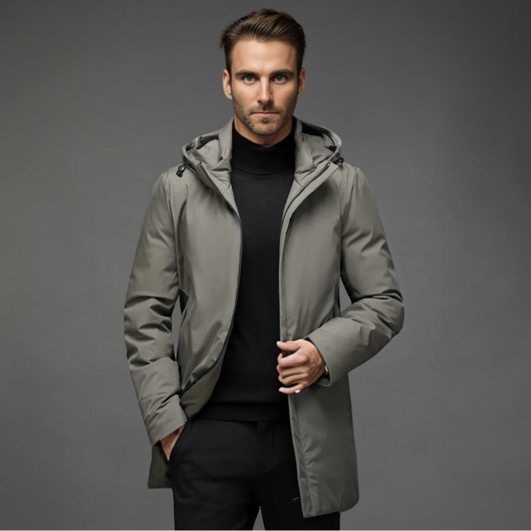 Manteau Homme Hiver Longue Moderne avec Capuche et Poches Spacieuses 0