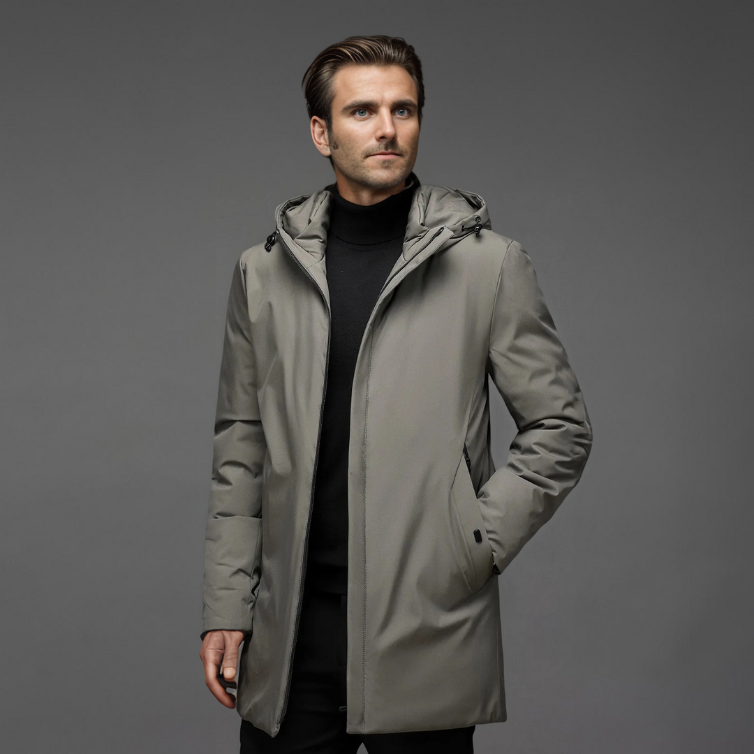 Manteau Homme Hiver Longue Moderne avec Capuche et Poches Spacieuses 1