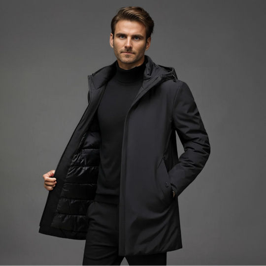 Manteau Homme Hiver Longue Moderne avec Capuche et Poches Spacieuses 2
