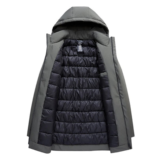 Manteau Homme Hiver Longue Moderne avec Capuche et Poches Spacieuses 4
