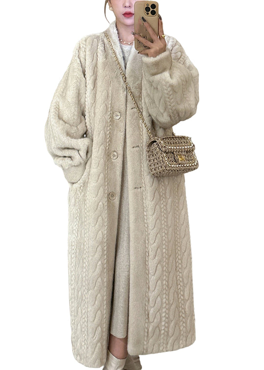 Manteau Long Décontracté avec Col en V 0