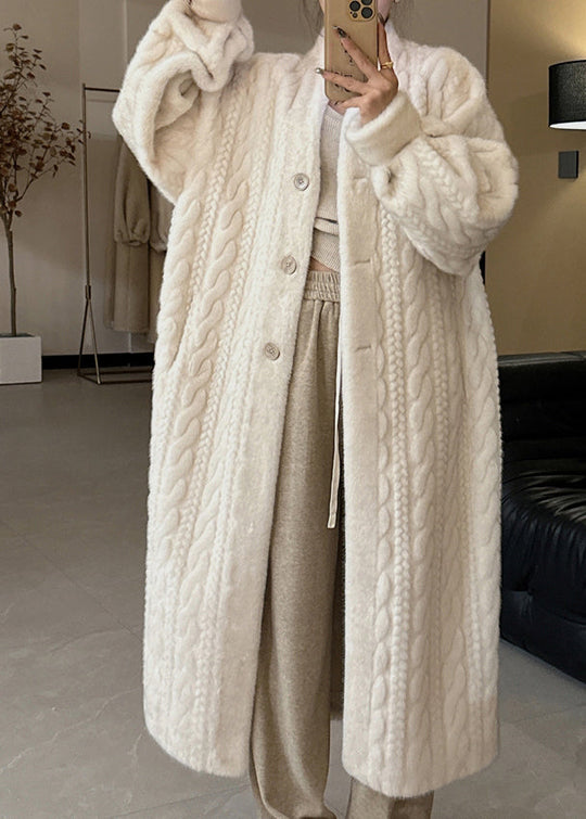 Manteau Long Décontracté avec Col en V 4
