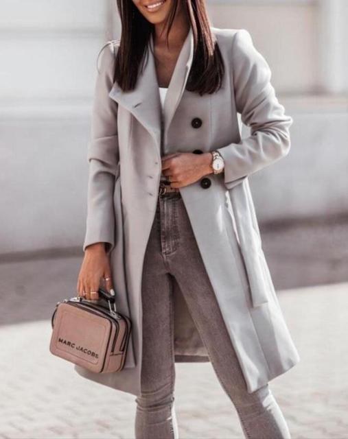 Manteau Long Femme Ajusté en Laine 2