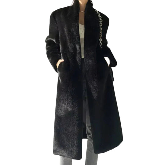 Manteau Long Femme Chic en Fausse Fourrure 0
