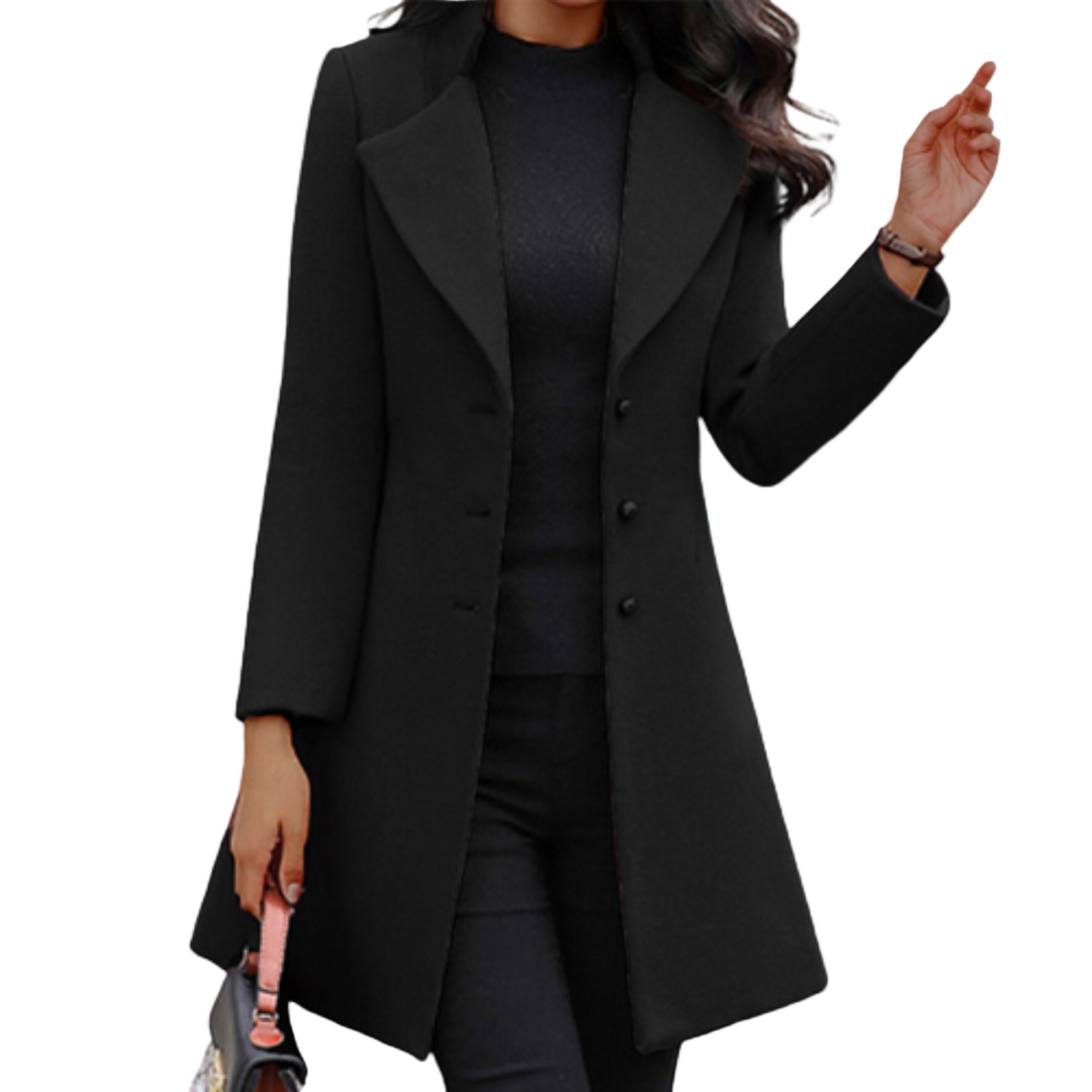Manteau Long Femme Hiver Coupe Ajustée en Laine 0
