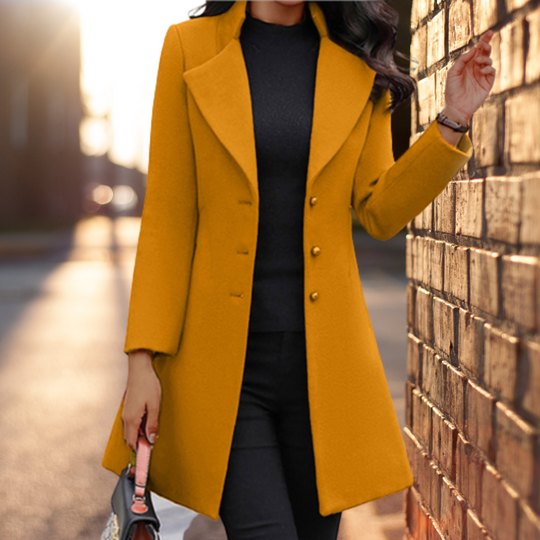 Manteau Long Femme Hiver Coupe Ajustée en Laine 1