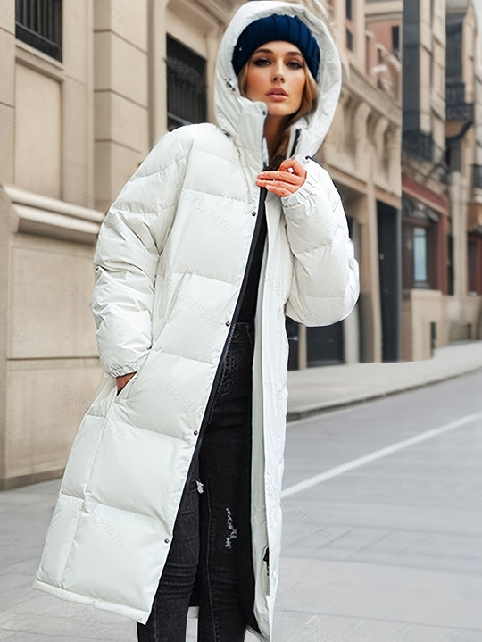 Manteau Long Femme Oversized Matelassé à Capuche 1